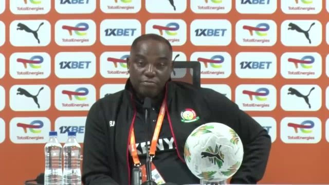 Coach Benni McCarthy speaks to the press after 10 Men Kenya picked a crucial point over Angola