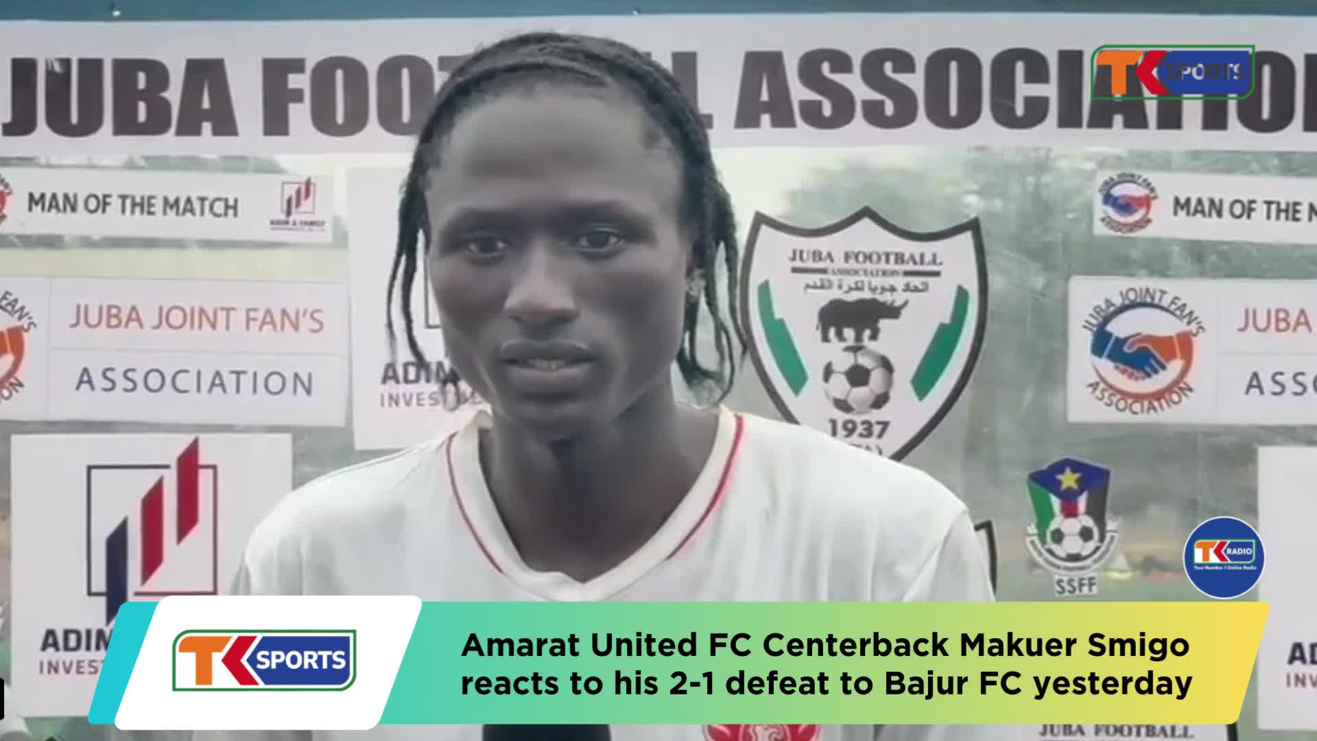 Amarat United Center-back Makuer Smigo reacts to his side's 2-1 defeat to Bajur | Juba FA League Match Week 17 | 2025-26