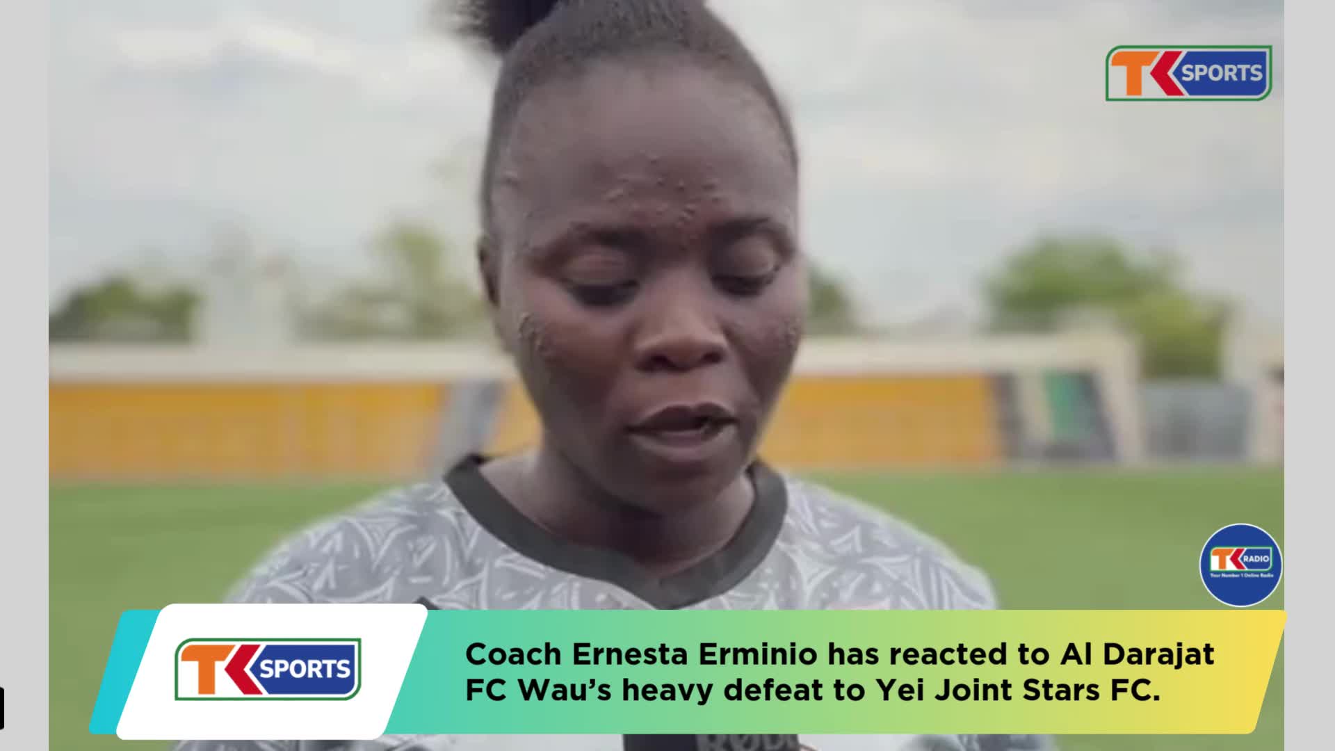 Al Darajat FC Wau head coach Ernesta Erminio reacts to her side's 5-1 defeat on Tuesday to defending Champions Yei Joint Stars | South Sudan Women Cup 2026